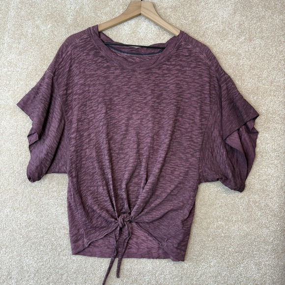 Anthropologie Tops - Anthropologie‎ Oversized Tee T-Shirt Size Small Purple Boxy Burnout Front Knot